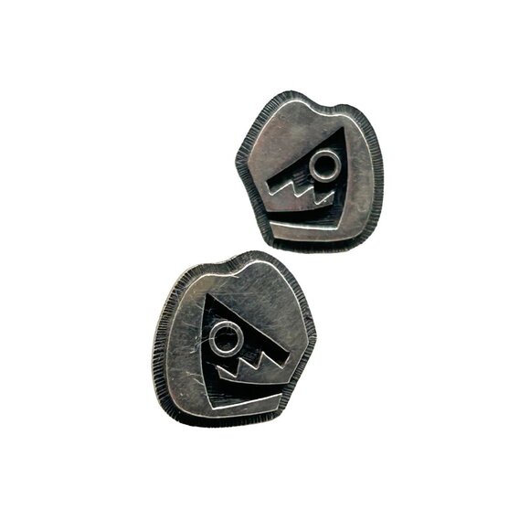 Sterling Silver Tribal Earrings Pierced Studs Handcrafted Vintage Earrings - Picture 1 of 5
